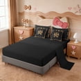 thumbnail image 3 of Erosebridal Fashion Letter T Monogrammed 7-Piece Bedding Comforter Set For Cheetah Lover,Brown Leopard Print Cute BowknotKing Bedding Sets For Girls Women,Reversible black, 3 of 7