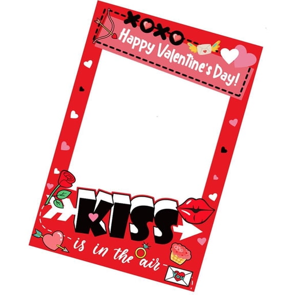 Valentines Day Photo Booth Props Set,Romantics Valentines Day Decorations Set for Diy Photo Valentines Party Supplies