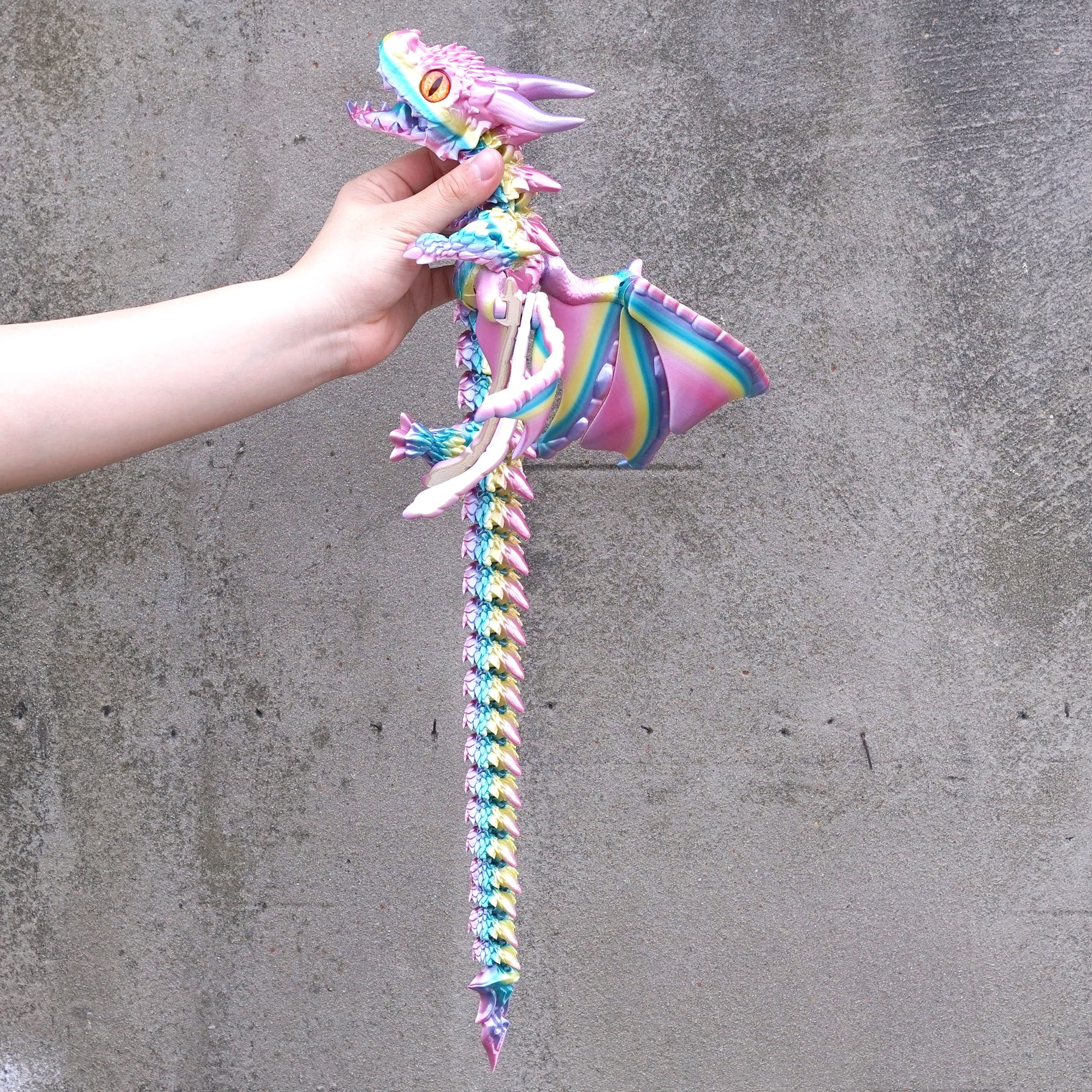 22inch 3D Printed Dragon with Wing,Flexible Joint Animal lacertid Figurines,Realistic Eyes, Home Office Decor,Fidget Toy for Adults Teens Boy Festival Gifts