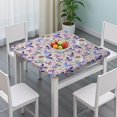 thumbnail image 3 of Beige Butterfly Flower Pattern Square Fitted Tablecloth with Elastic Edge,Square Table Cover,Washable Elastic Table Cover for Home Kitchen Party Decor 34"x34", 3 of 6
