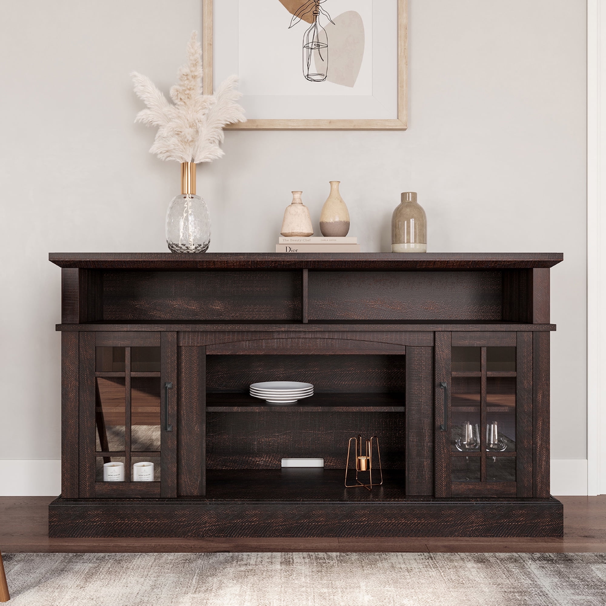 BELLEZE TV Stand Media Entertainment Center - Astorga (Espresso)