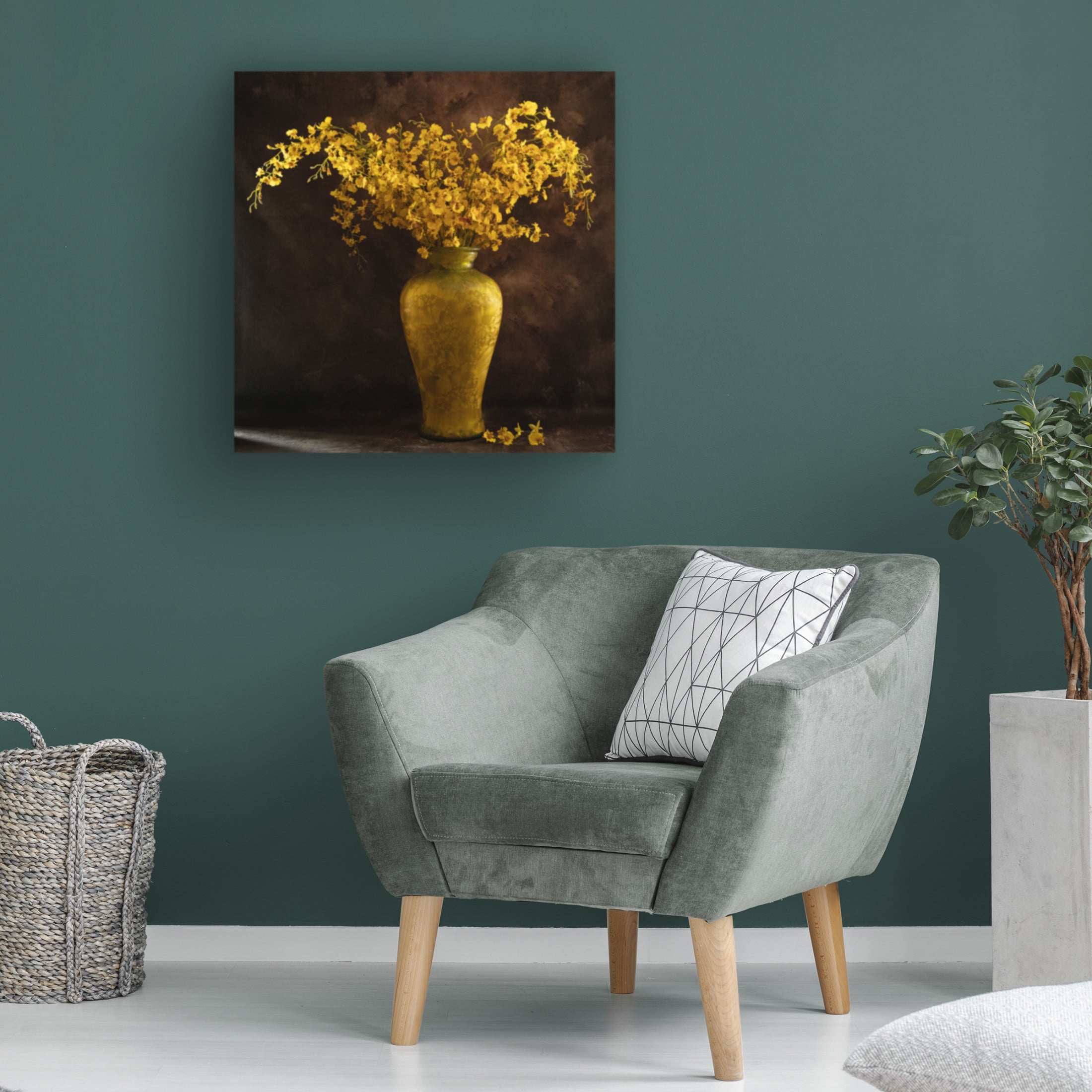 Canvas Wall Art - Lm Meng 'Yellow Vase' Wall Art for Living Room, Bedroom, or Office Décor by Trademark Fine Art - 14 x 14 Inches