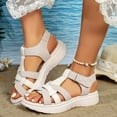 thumbnail image 5 of hoksml Women T-Strap Adjustable Ankle Strap Wedge Sandals Open Toe PU Casual Sporty Summer Beach Sandals, 5 of 7