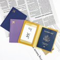 thumbnail image 4 of Bolsa de pasaporte de cuero de aviación con acabado bronceado multicolor Juego de porta pasaporte de PU cosido a mano Porta pasaporte, 4 of 5