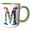 Green/White, variant on 3drose, Colorful Monogram Letter M, 15oz Mug