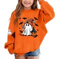 thumbnail image 4 of Tween Girls Ghost Floral Graphic Pullovers Fall Long Sleeve Sweatshirts Youth Crewneck Slouchy Tops Kids Halloween Themed Casual Shirts Holiday Festival Clothes, Size 11-12, 4 of 5
