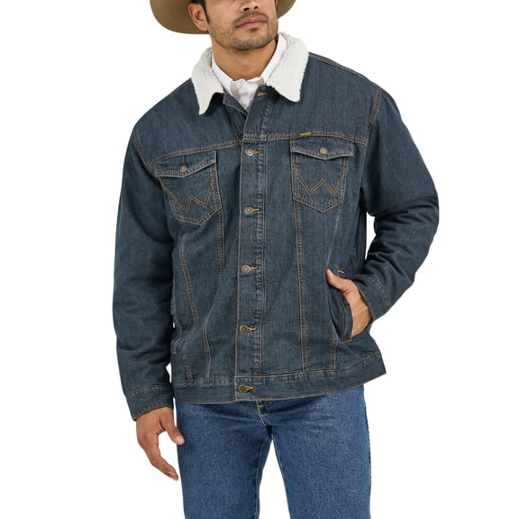 Chaqueta Wrangler de mezclilla rústica con corte vaquero con forro occidental para hombre