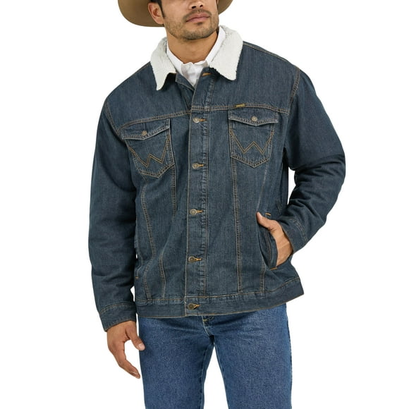 Chaqueta Wrangler de mezclilla rústica con corte vaquero con forro occidental para hombre