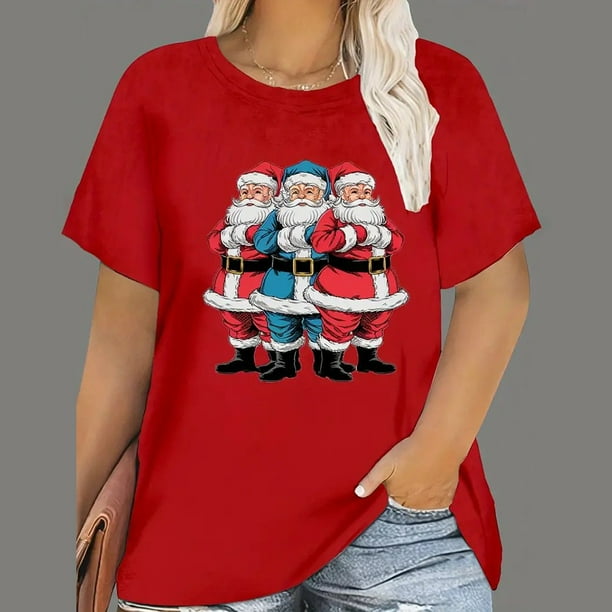 Papá Noel Camisetas Rojas De Navidad Papá Noel Blusas Rojas Para