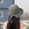 thumbnail image 3 of 56-58cm hat circumference women's lace bandage straw hat sunscreen foldable sun hat beach sun hat, 3 of 5