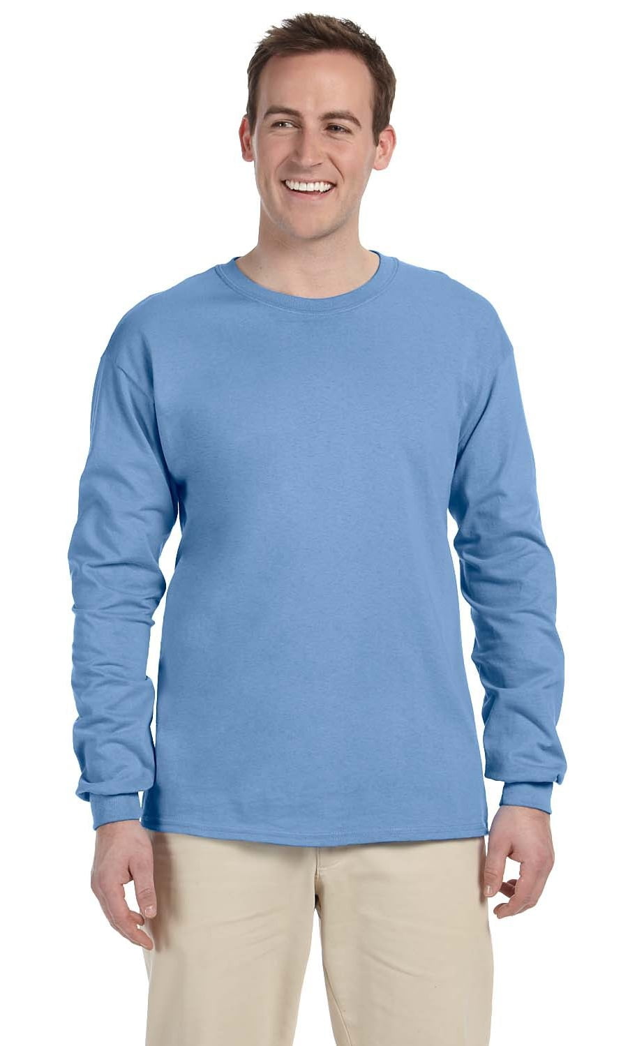 The Gildan Adult Ultra Cotton 6 oz Long Sleeve T-Shirt - CAROLINA BLUE ...