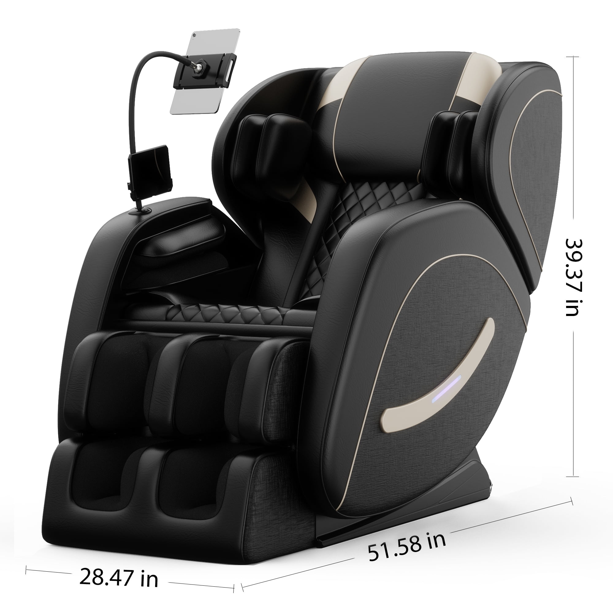 AENKYO Zero Gravity Full Body Massage Chair Recliner Includes Heating, Airbags, Bluetooth Speaker, Foot Roller, and Touch Screen Black