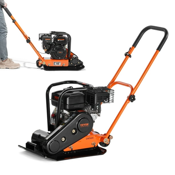 VEVOR Plate Compactor 6.5 HP 196CC Gas Engine 5 600 VPM 4 200 lbs Force Vibratory Compaction Tamper with 22.1 x 15.9 in Plate for Walkways Patios