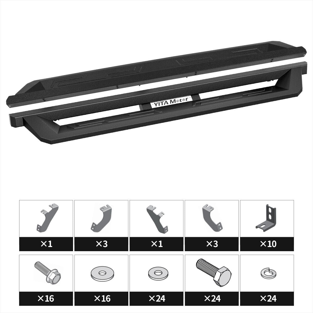 RVNI Drop Running Boards 2022-2025 Toyota Tundra CrewMax Cab Off-Road Side Steps (2 3/4 Size Rear Doors) Black Powder Coated Nerf Bars