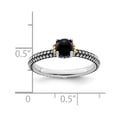 thumbnail image 2 of 2.5mm 925 Sterling Silver Polished Prong set Oxidized Stackable and 14k Simulated Onyx Antiqued Ring Size 7 Stackable Ri, 2 of 2