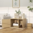 thumbnail image 2 of PawHut Cat Litter Box Enclosure with Rattan Door and Scratching Pad, Oak, 2 of 10