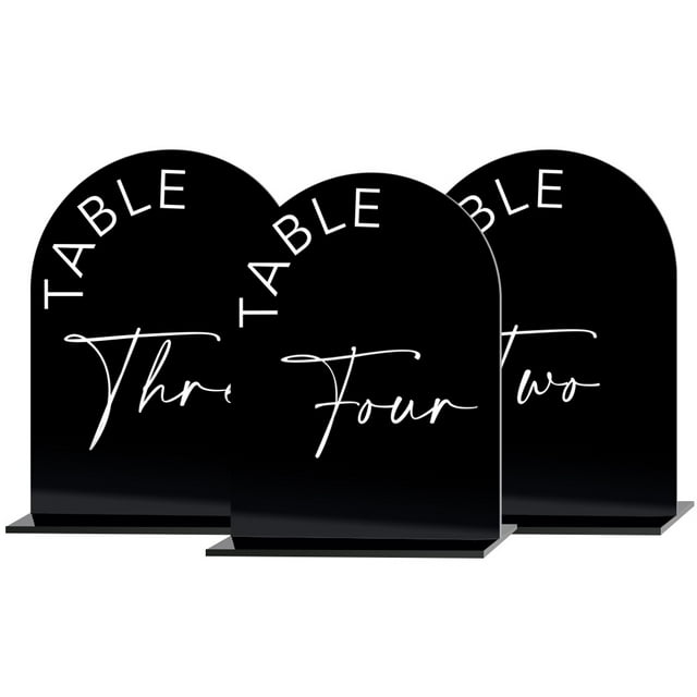 HWZWT Numéros de table Noir et Blanc pour Réception de Mariage avec support extra Épais Nos Numéros de table de Mariage Sont en Acrylique Étiquettes de Numéros de table