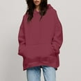 thumbnail image 5 of Fmbrln Womens Trendy Oversized Hoodie Fall Winter Fashion Long Sleeve Solid Hooded Sweatshirts Loose Comfy Workout Pullover Tops with Pockets Wine M, 5 of 5