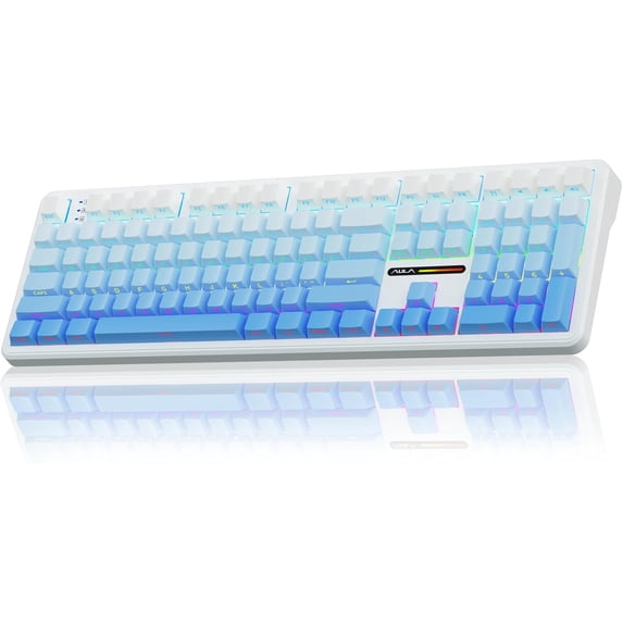 Restored Aula F108 Wireless Mechanical Keyboard, BT5.0/USB-C/2.4GHz Hot Swappable Custom Gaming Keyboards, PBT Keycaps, Pre-lubed Switches, RGB Backlit Full Size Creamy Keyboard with Number Pad (Refurbished)