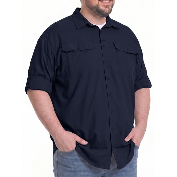 liyiyiyia Button Shirts for Men Hiking Fishing Shirt Quick Dry Outdoor Sun Protection Button Big and Tall Work Shirts 5XL
