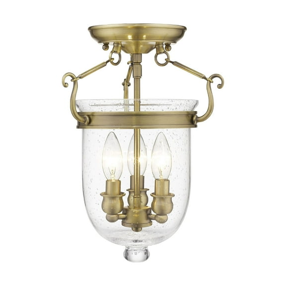 Livex Lighting Jefferson Ceiling Mount in Antique Brass