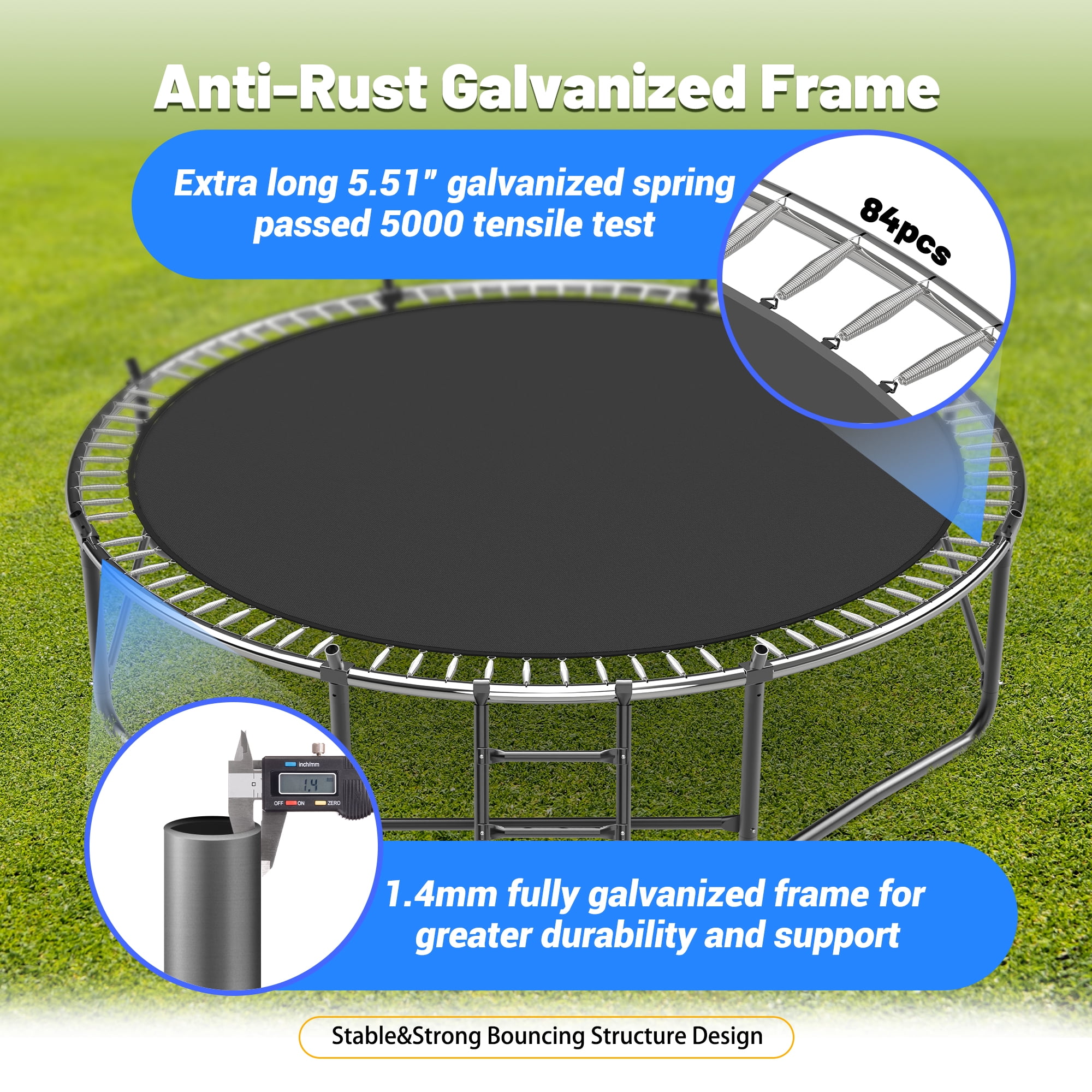 Mersco 12FT/14FT Trampoline for Kids and Adults, Pumpkin Outdoor Trampoline with Basketball Hoop,Enclosure Net and Storage Bag,Jumping Backyard Trampoline SPACE for Boys and Girls Birthday Gift,Blue