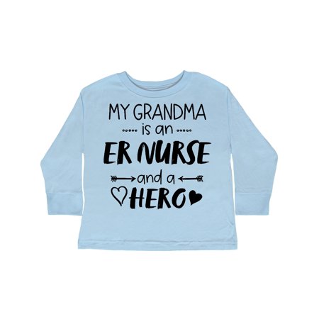 

Inktastic My Grandma is an ER Nurse and a Hero Gift Toddler Boy or Toddler Girl Long Sleeve T-Shirt