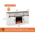thumbnail image 2 of WAMPAT Fireplace TV Stand for TVs Up to 65 Inch, Electric Fireplace TV Console, Wood Entertainment Center with Storage Cabinet, Sliding Barn Door, 2 Heating Mode, 5 Brightness, White, 2 of 8