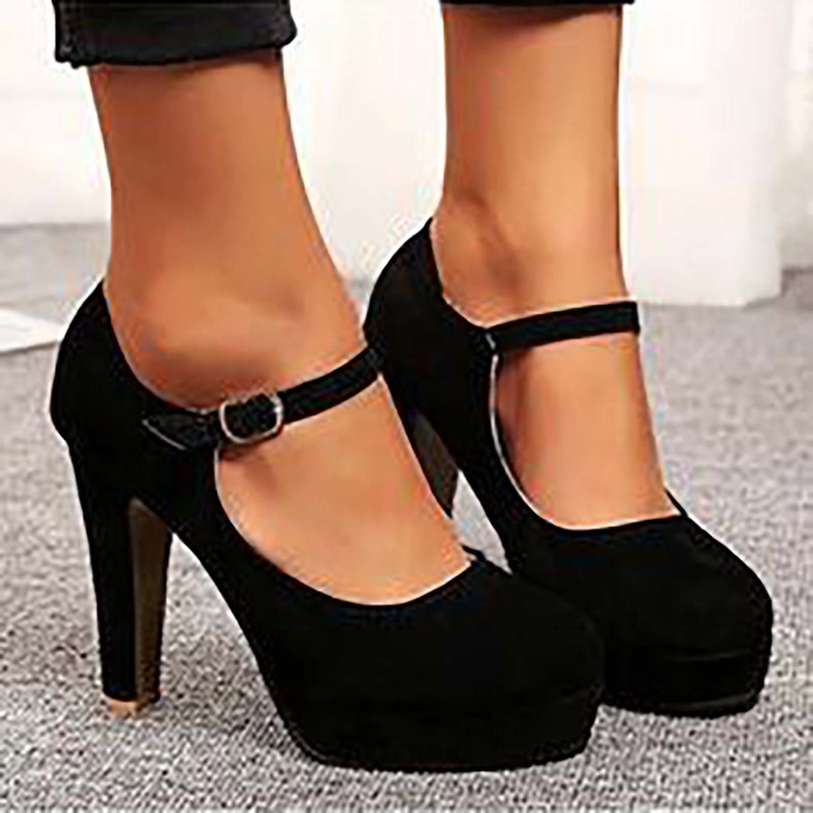 New Womens High Heel Pumps Mary Jane Ankle Strap Buckle Platform Shoes All US Sz 