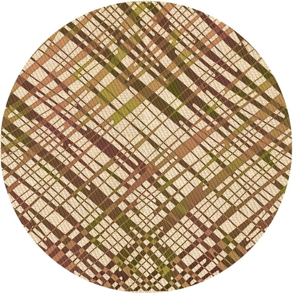 Ahgly Company Indoor Square Patterned Saddle Brown Area Rugs, 3' Square