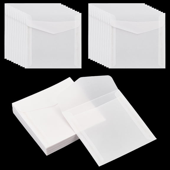 50pcs Translucence Paper Envelopes Blank Envelope Rectangle White 120x120x0.5mm Paper