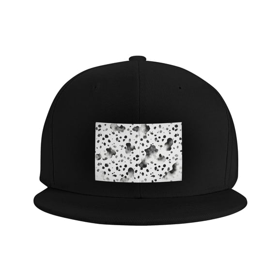 Snapback Hat Dalmatian Print Flat Brim Adjustable Baseball Cap for Men Women Trucker Hat Black