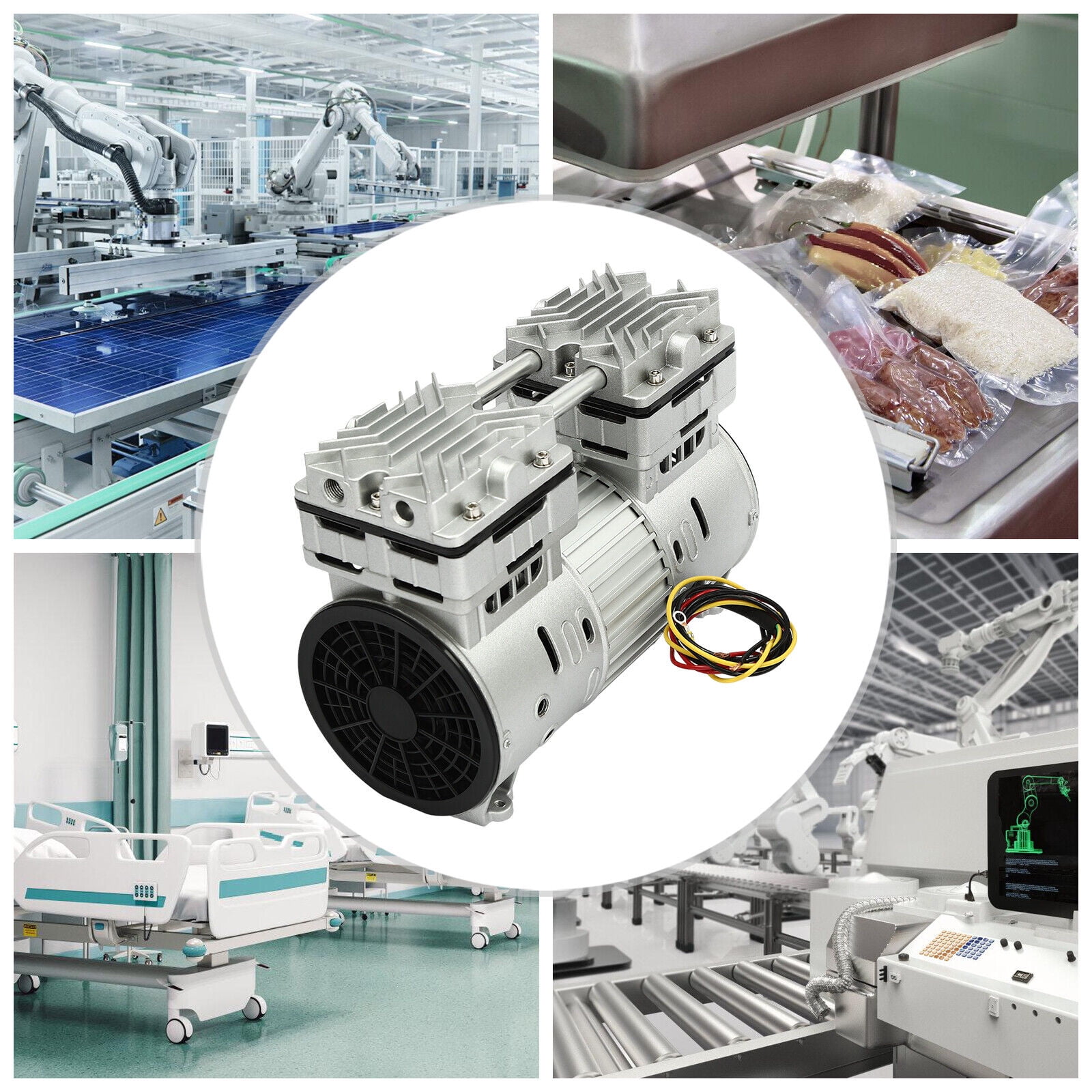 800W Oilless Vacuum Pump Air Pump Compressor Head Small Air Mute 4.5CFM 125L/min