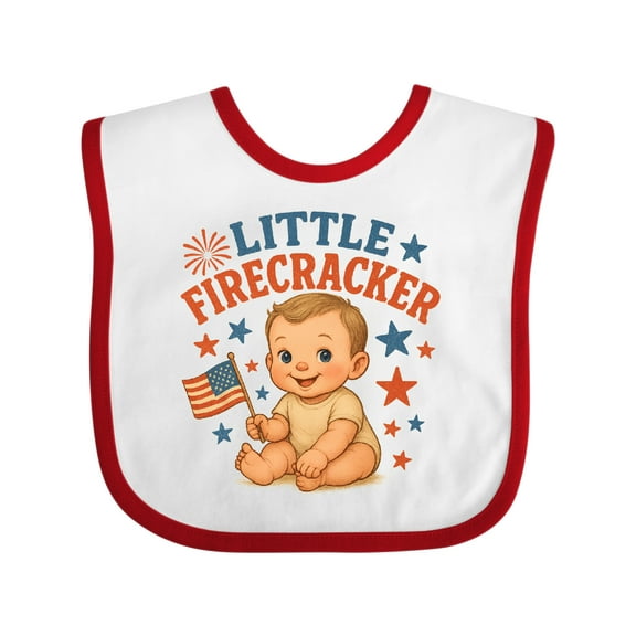 Inktastic Little Firecracker 4th of July Baby Boys or Girls Baby Bib