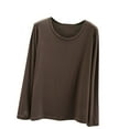 thumbnail image 1 of MeetoTime Chemises à Manches Longues et Col Rond pour Femmes Confortables sous-Vêtements Doux Couleur Unie, 1 of 6
