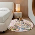 thumbnail image 3 of Easter Bunny Round Area Rugs Collection 6', Colorful Eggs Spring Flowers Pastoral Pink Plaid Non Slip Indoor Circular Throw Runner Rug Floor Mat Carpet for Living Room Dining Table Bedroom Nursery, 3 of 9