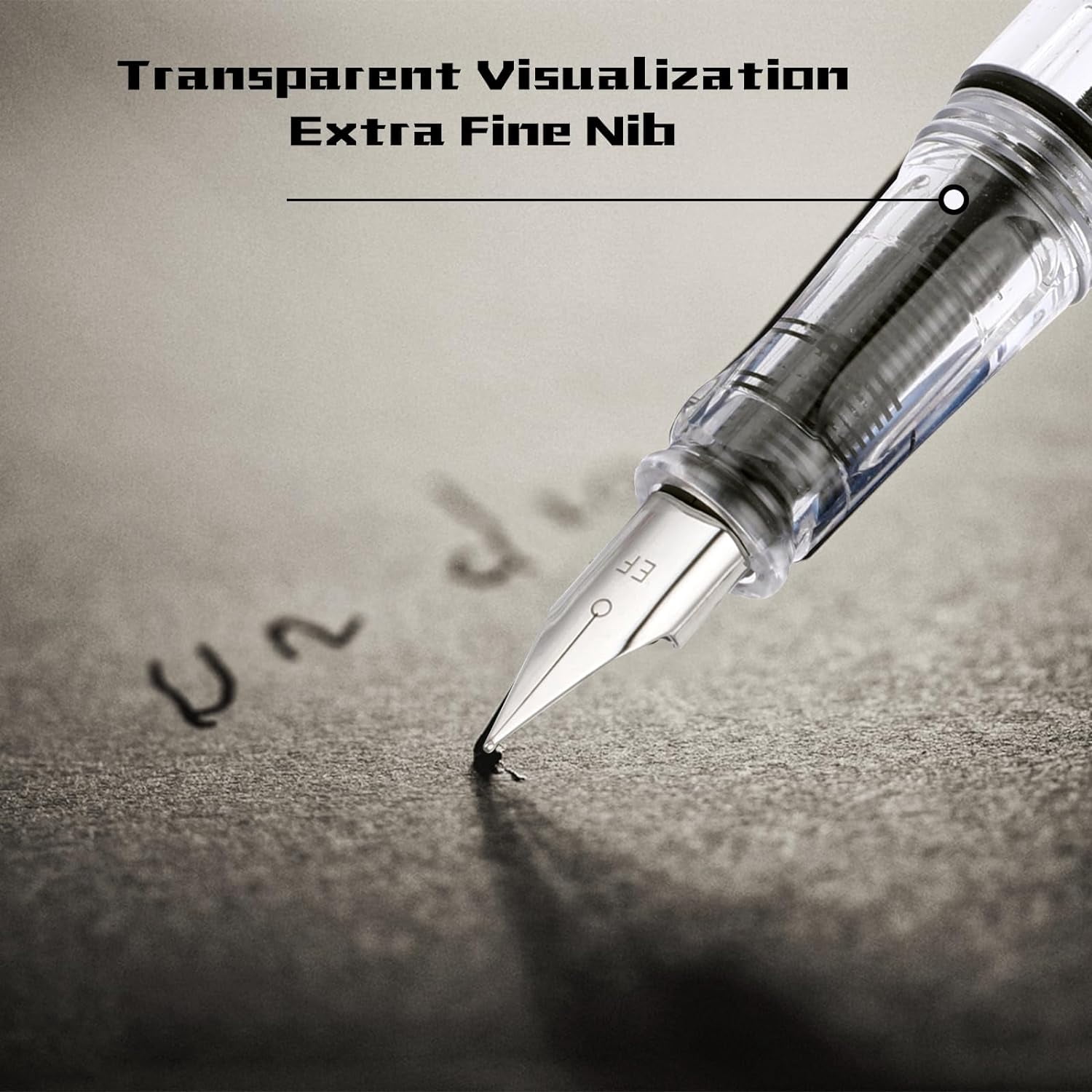4 Pcs Refillable Fountain Pen Transparent Caligraphy Pens for Writing Upgrated Fine Nib Piston Filling
