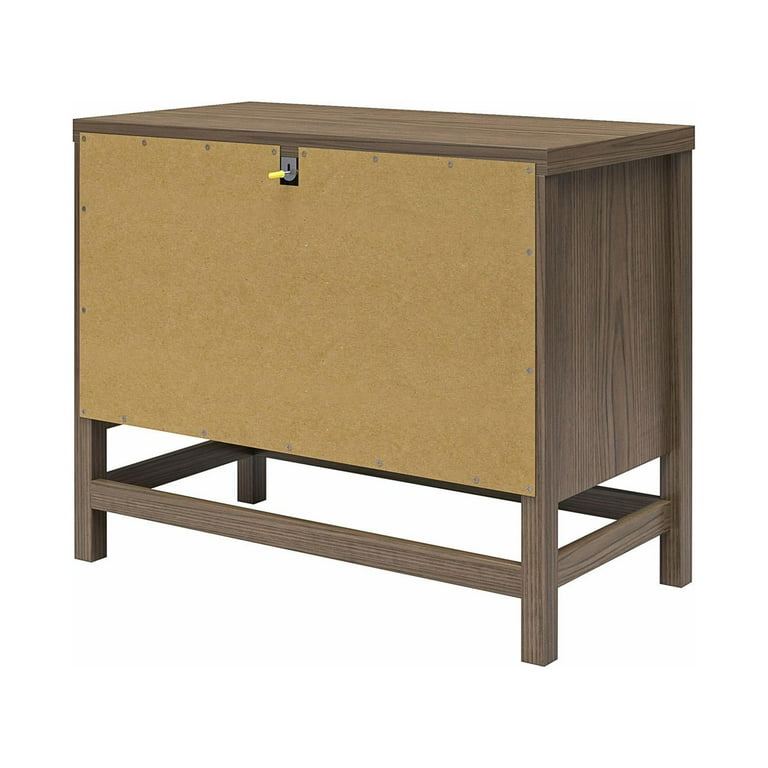 Ameriwood Home Lennon 2 Drawer Nightstand, Medium Brown