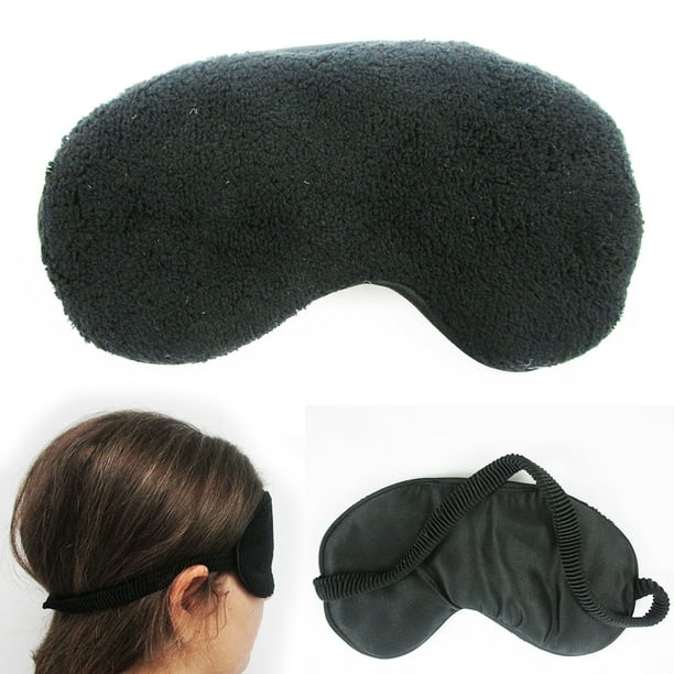 Plush Sleep Eye Mask Silk Travel Shades Blindfold Black Sleeping Cover