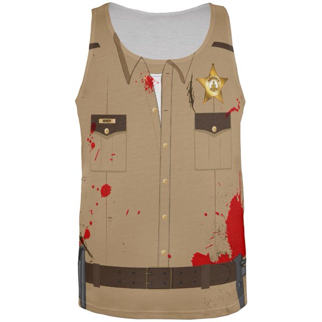 Débardeur pour Adulte à Imprimé Intégral de Costume de Zombie Sheriff d'Halloween