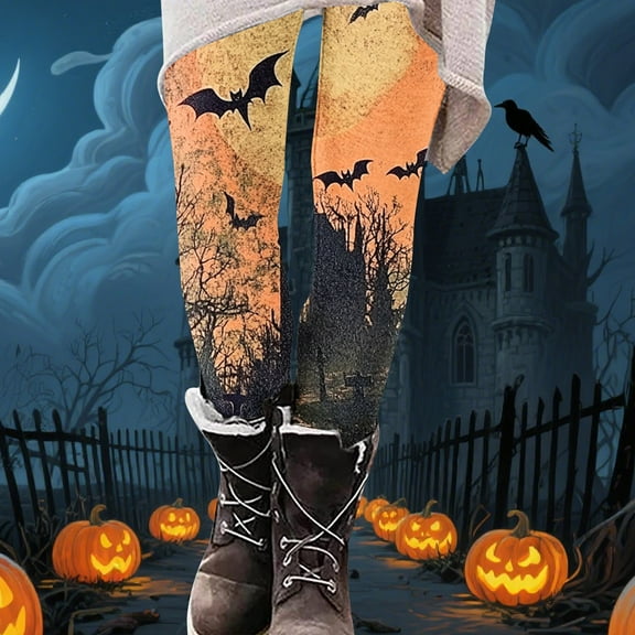 Travel Pants for Women Sevevn Womens Halloween Fashion Print Leggings Yoga Casual Pants Multicolor L