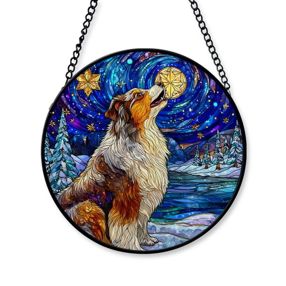 2025 Christmas Ornament - Funny Australian Shepherd Dog Stained Glass, Australian Shepherd Christmas Decoration, for Dog Lovers, Family, Friends