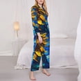 thumbnail image 3 of Salouo Sunflower Starry Night Vibes Pattern Women's Pajamas Set Long Sleeve Button Down Sleepwear Soft Pj Lounge Sets for women 2 Piece Pjs Set with Long Pants-Medium, 3 of 7