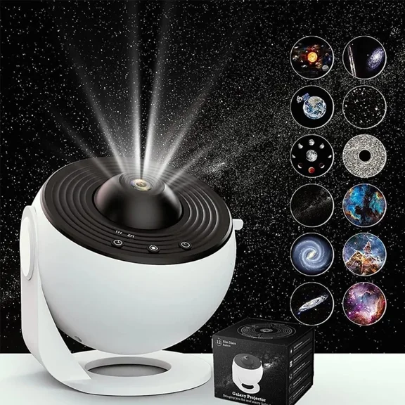 vvia shoping Planetarium Galaxy Star Projector for Bedroom Decor, 12 in 1 360° Rotating Nebula Projector Lamp, Timed Starry Night Light Projector for Kids,Home Theater, Ceiling, Room Decoration