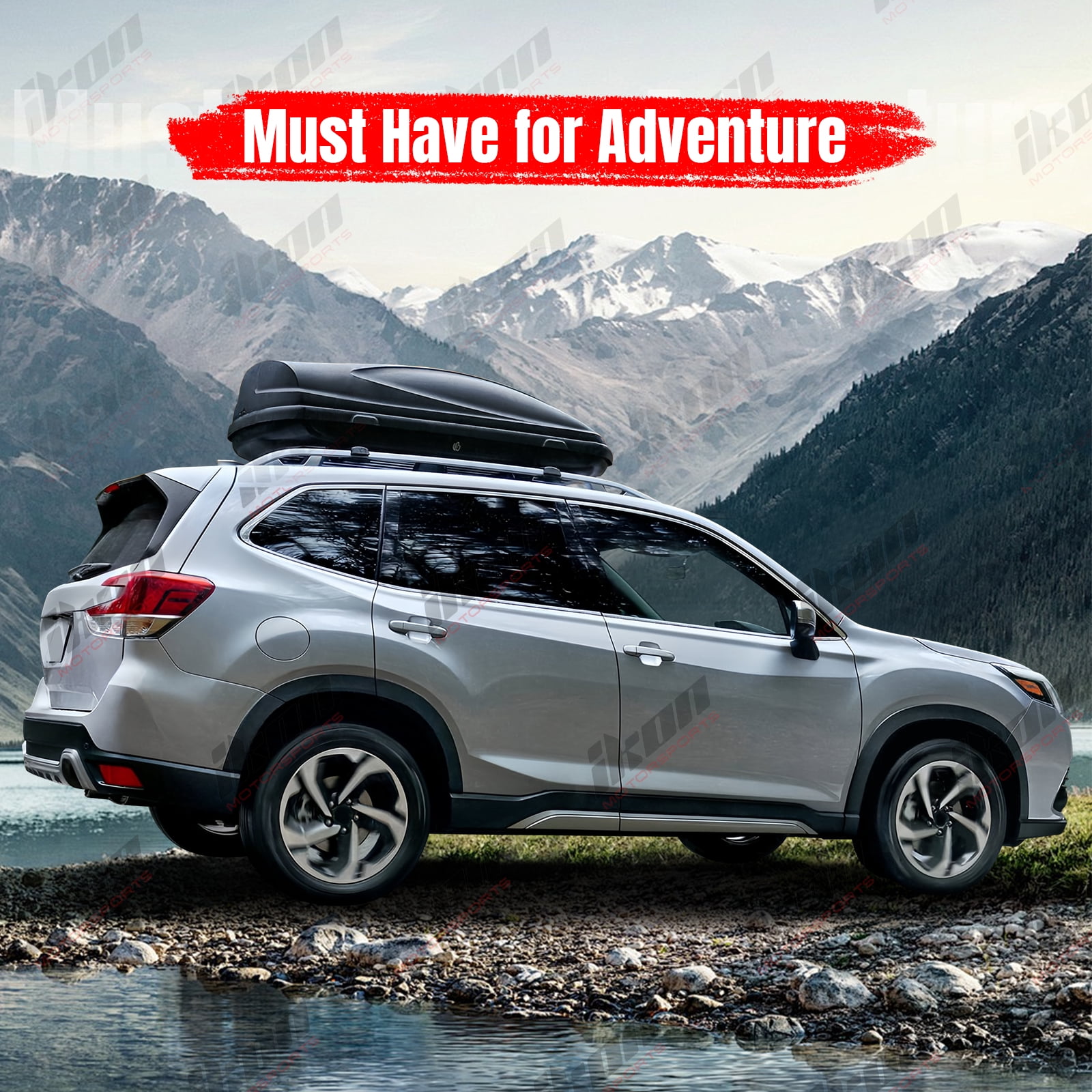 Ikon Motorsports Roof Rack Compatible With 2014-2024 Subaru Forester All Models Black Top Roof Rack Cross Bar Cargo Luggage Carrier Aluminum 6PCS