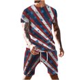 thumbnail image 2 of TIMIFIS Ensembles Courts pour Hommes 4 Juillet Tenues 2 Pcs Mode Été Survêtements Ensemble Décontracté Col Rond Imprimé Fête de l'Indépendance Chemisier à Manches Courtes et Shorts Pantalon Ensemble Deux Pièces, 2 of 5