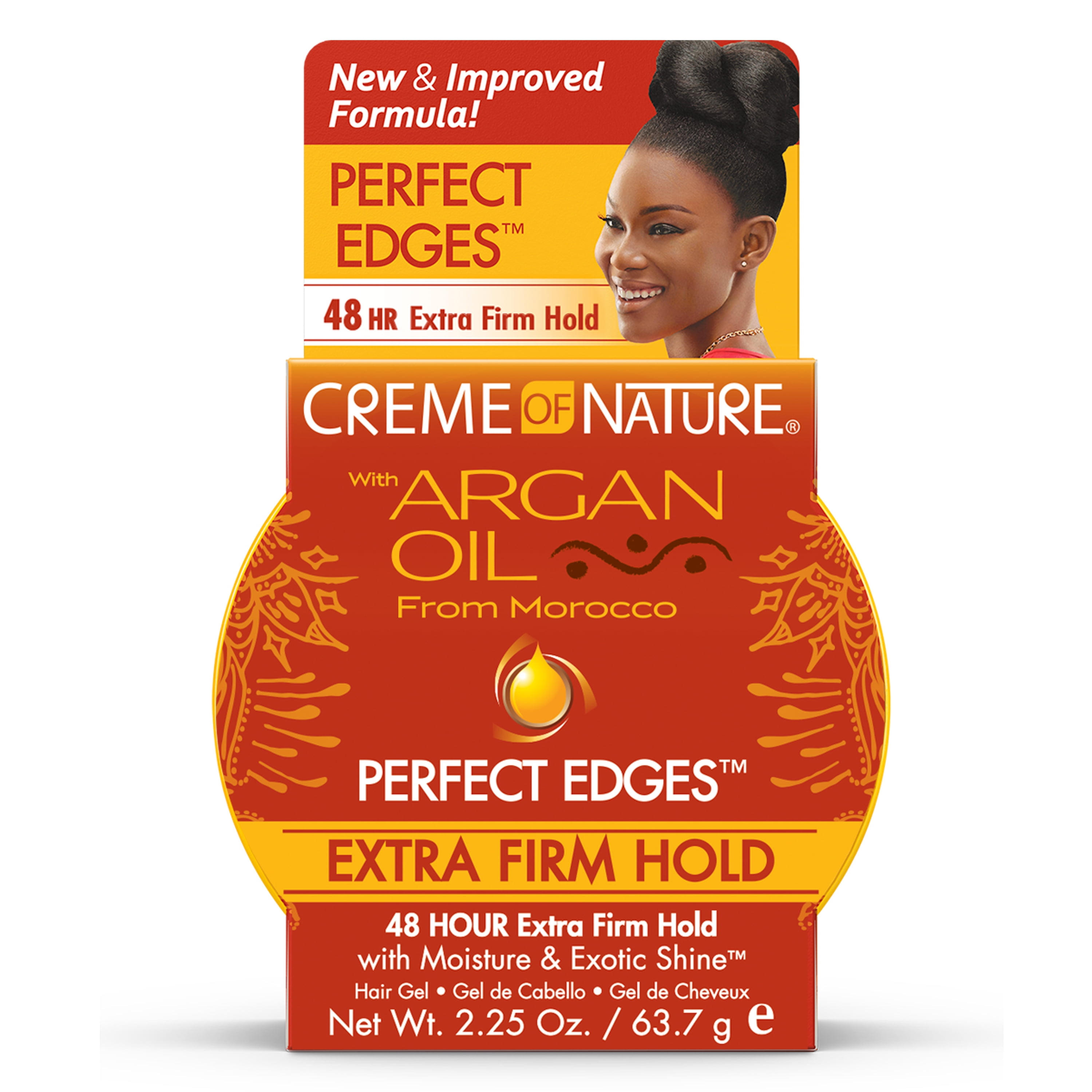 Creme Of Nature Perfect Edges 48 HR Extra Firm Edge Control Hair Styling Gel with Argan Oil, 2.25 oz