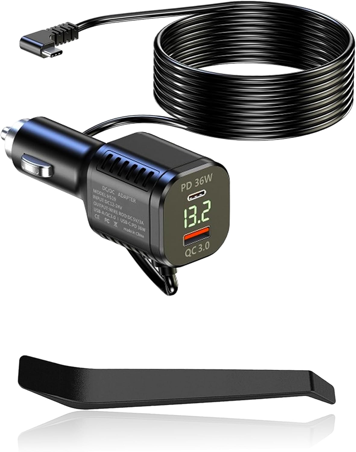 Dash Cam Charger USB Type C Car Power Charging Cable Cord Dashcam Hardwire Kit 12-24V to 5V/3A PD 36W QC3.0 Fast Charging for Dash Cam Charger Replacement, GPS Navigation, DVR, Radar, Phone, Camera