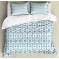 thumbnail image 1 of Arrow Duvet Cover Set King Size, Creative Design of Tribal Triangular and Hexagonal Ornaments on Blue Shades, Decorative 3 Piece Bedding Set with 2 Pillow Shams, Cadet Blue Sky Blue, by Ambesonne, 1 of 3