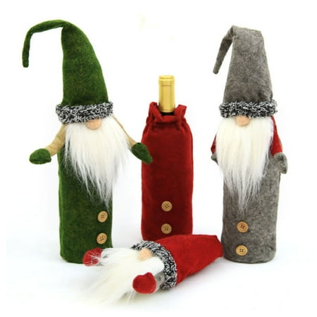 

Christmas Wine Bottle Cover Cute Wine Bottle Gift Bag Christmas Party Decorations For Home New(Green)